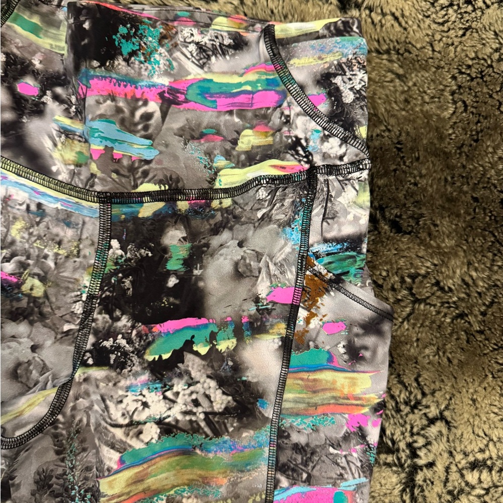 Lululemon 25" Fast + Free High-Rise, Neon Multi Leggings, 5 Pocket, 2